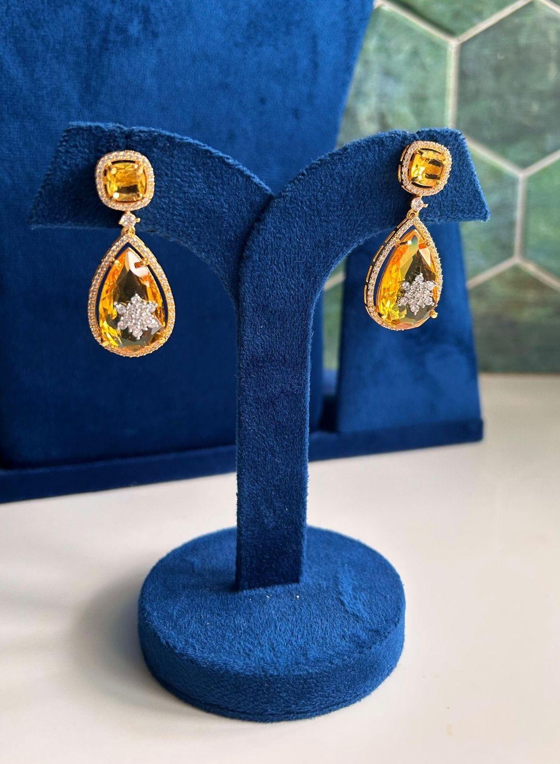 Teardrop Gemstone Doublet Earrings Yellow