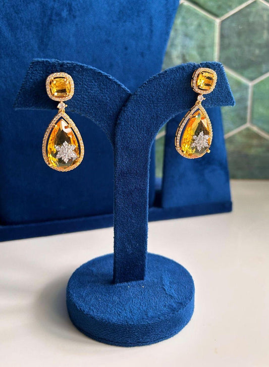 Teardrop Gemstone Doublet Earrings Yellow