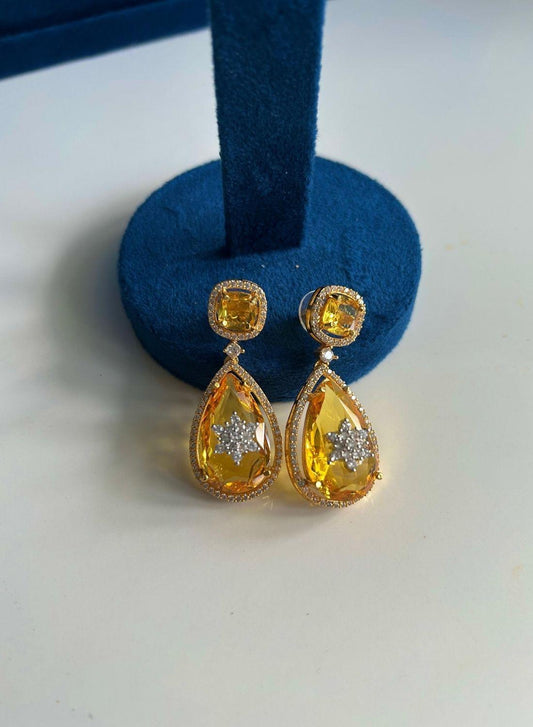Teardrop Gemstone Doublet Earrings Yellow