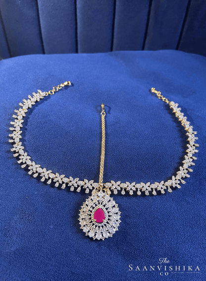 Droplet Tikka with Floral Chain (Red)