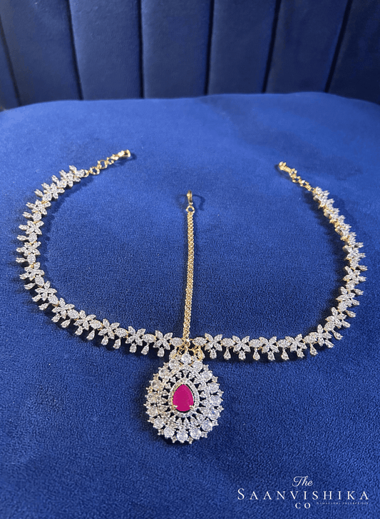 Droplet Tikka with Floral Chain (Red)
