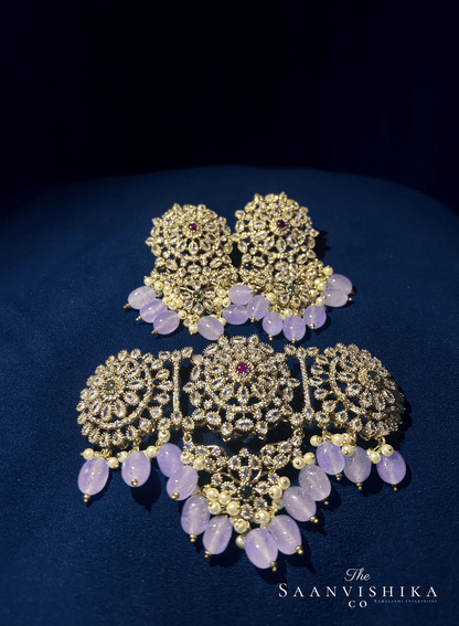 Full Moon Choker With Natural Beads (Violet)