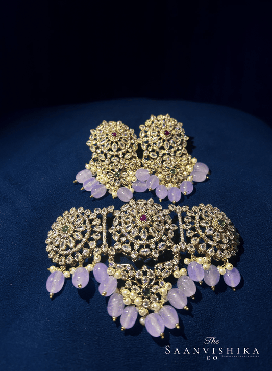 Full Moon Choker With Natural Beads (Violet)