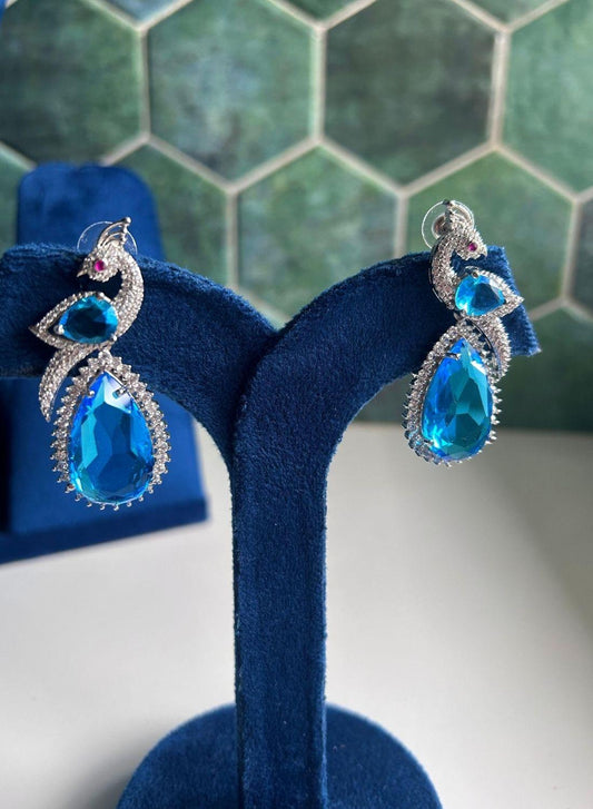 Peacock Doublet Earrings Silver Blue