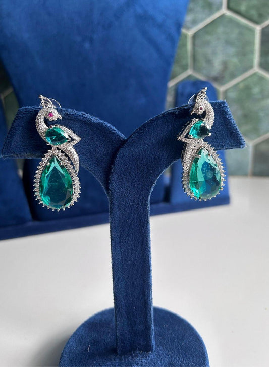 Peacock Doublet Earrings Silver Green