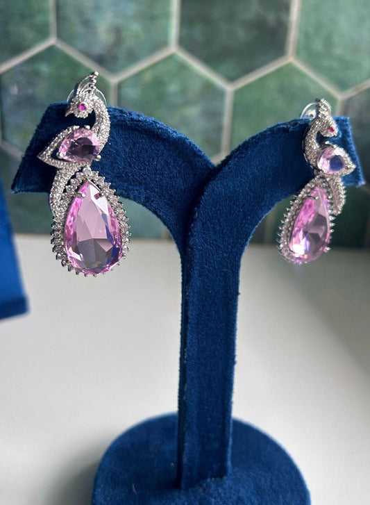 Peacock Doublet Earrings Pink