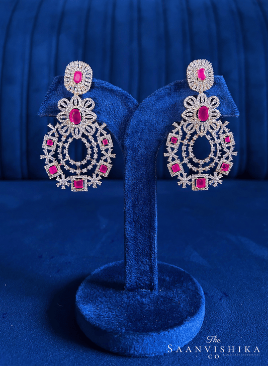 Bridal Gemstone Chandbali (Red)