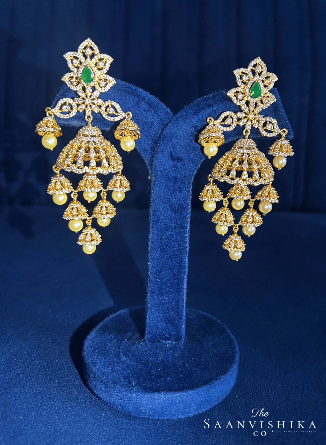 Bridal Pearl Jhumka (Green)