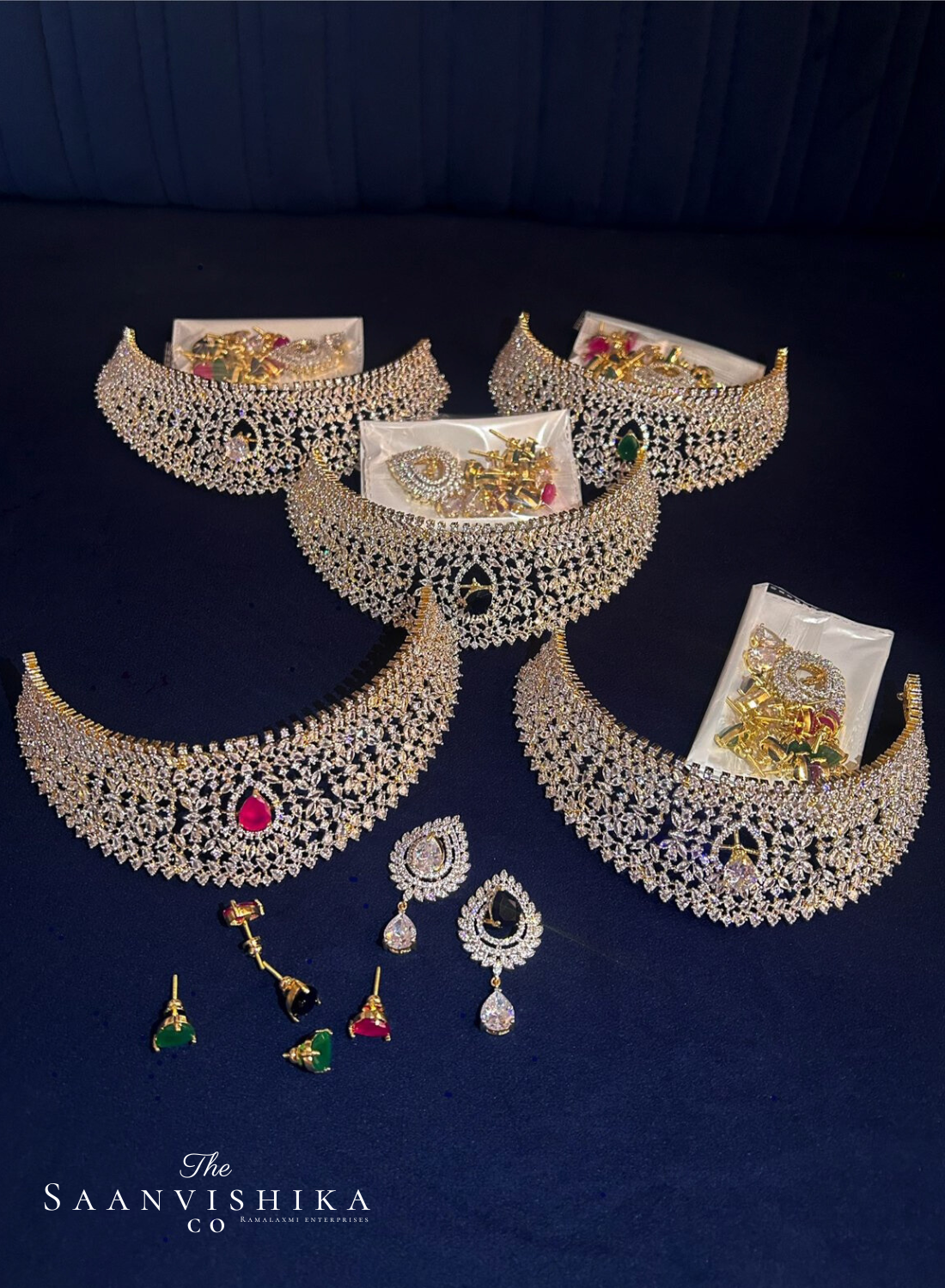 4 in 1  CZ Choker with Earrings