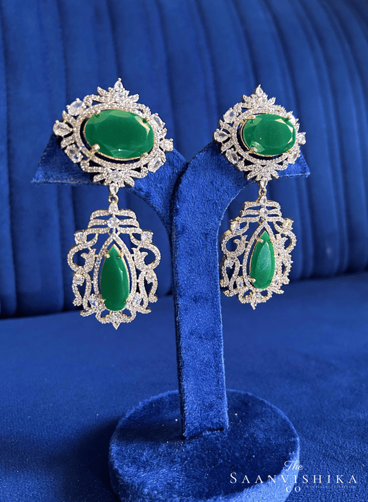 Large Uncut Gemstone Earrings (Green)