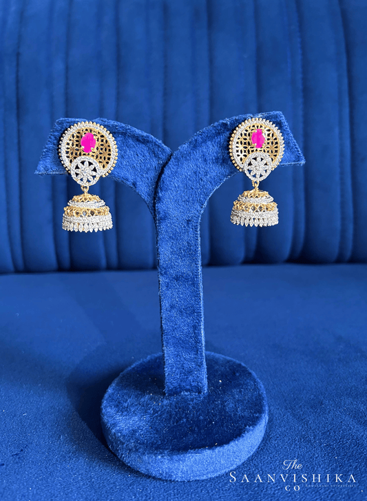 Mughal Jhumka Earrings Red