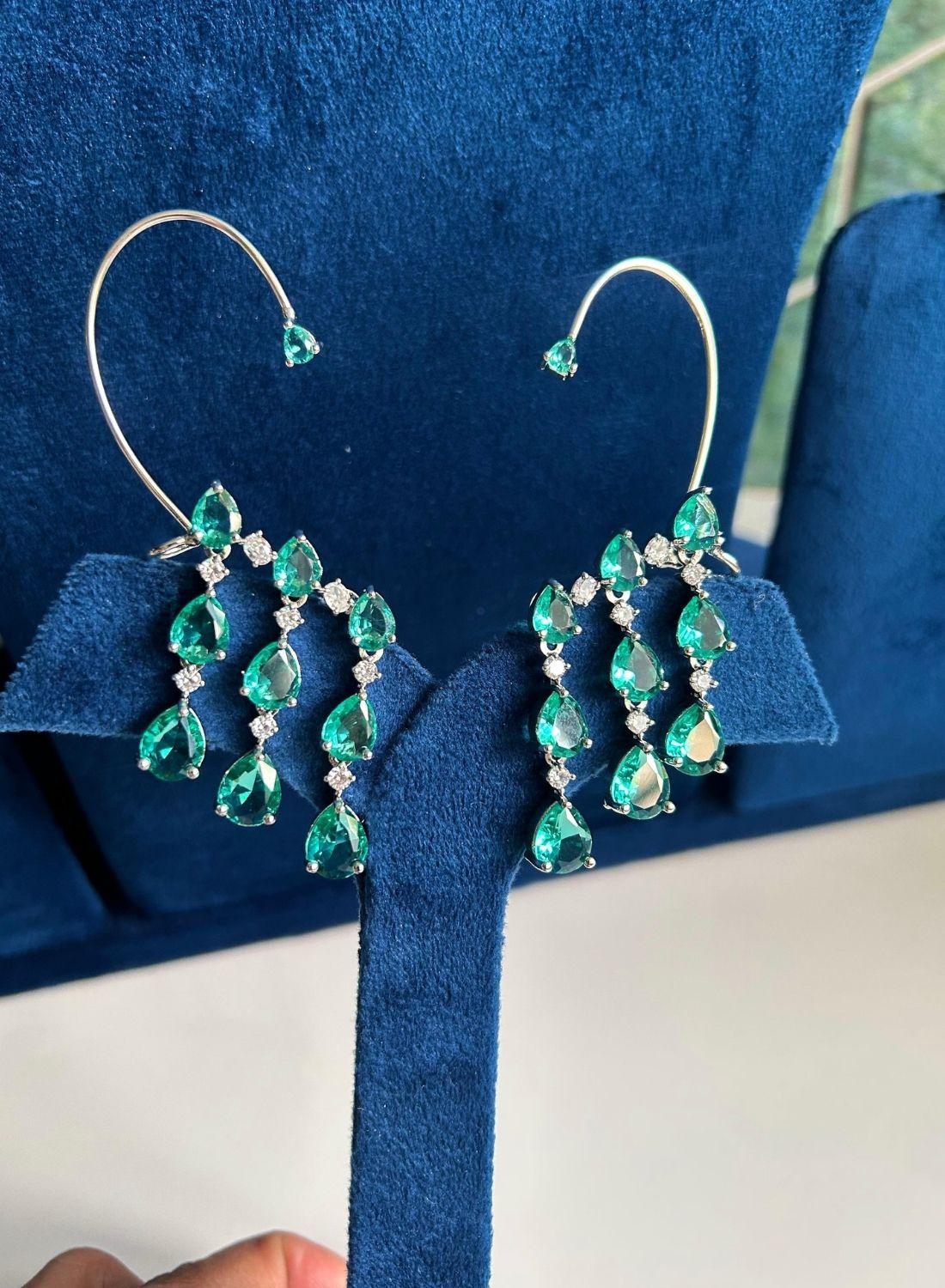 Triple Gemstone Earcuffs Green