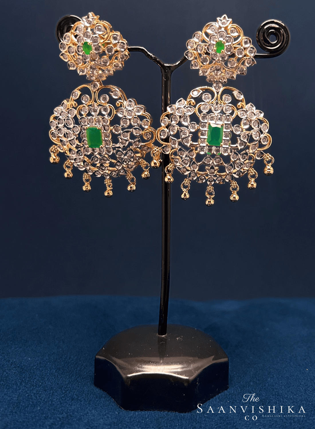 Emerald Rani Necklace with Earrings