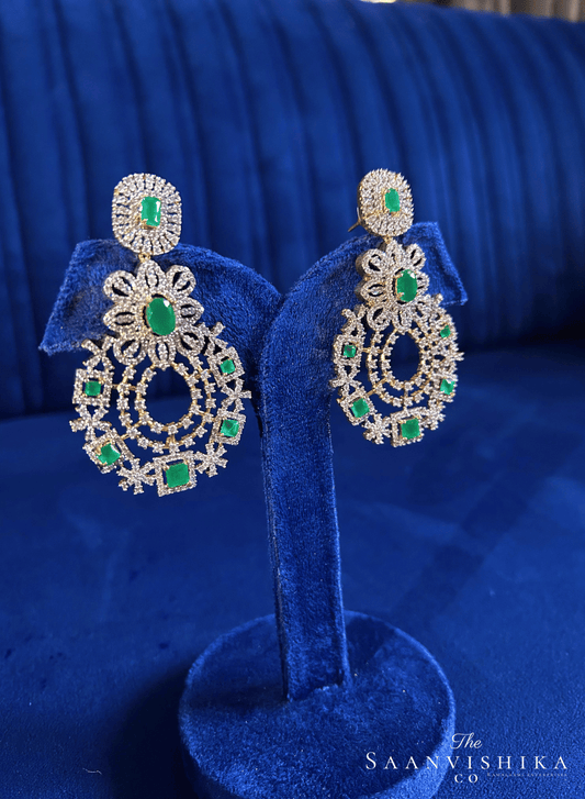 Bridal Gemstone Chandbali (Green)