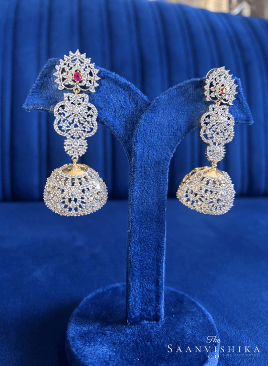 Long Jhumka Earrings Red