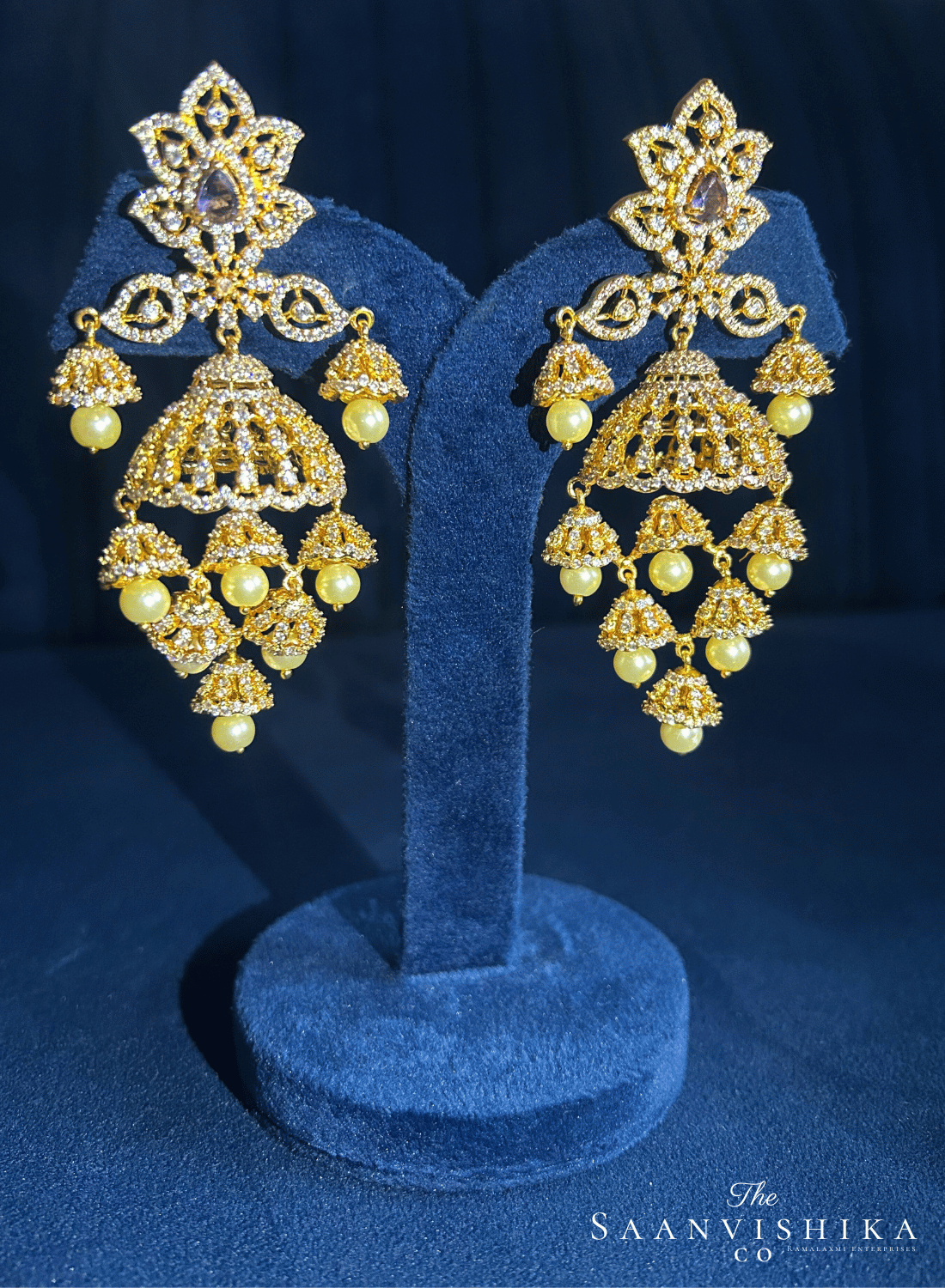 Bridal Pearl Jhumka (Purple)