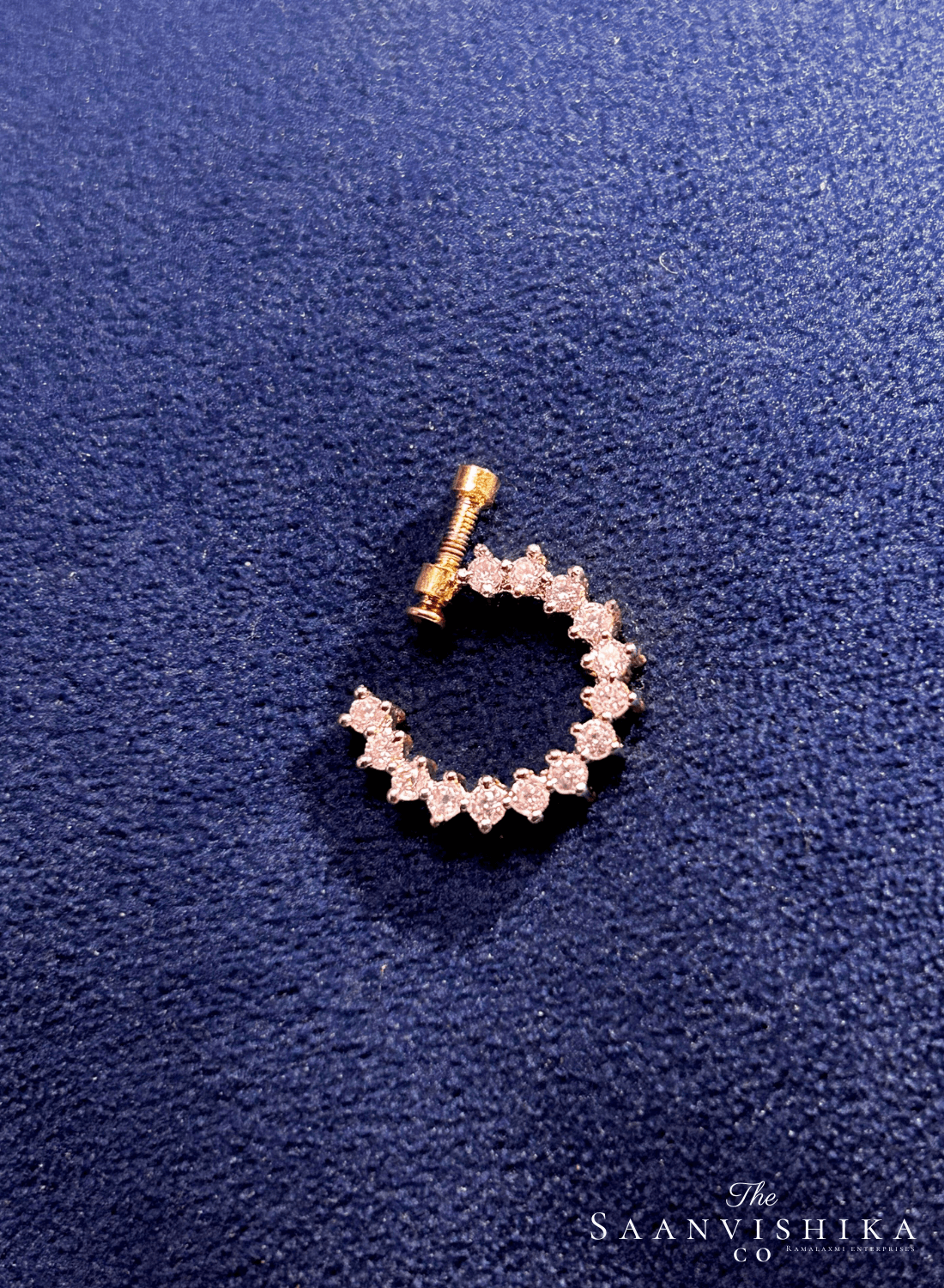 Single Diamond Bordered Nose Pin