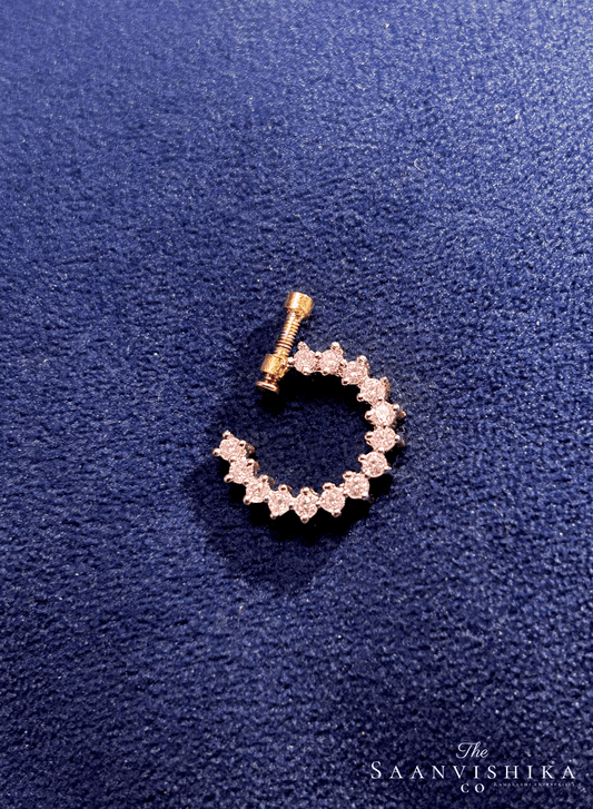 Single Diamond Bordered Nose Pin