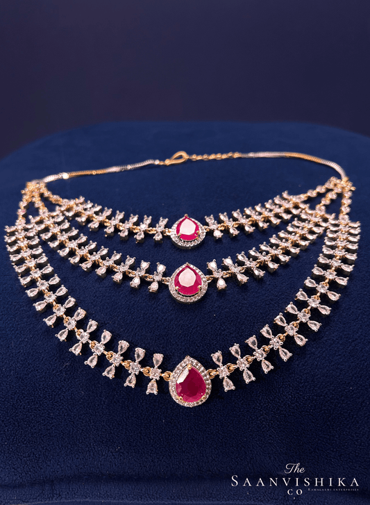 Step Chain Gemstone Short Necklace Ruby