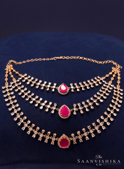 Steps Chain Gemstone Short Necklace Ruby