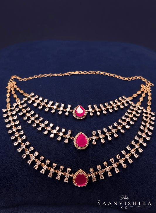 Steps Chain Gemstone Short Necklace Ruby