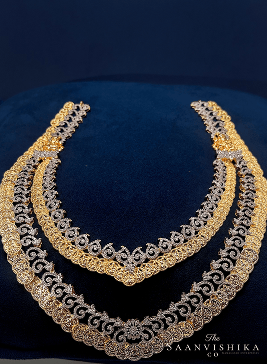 Grand Lakshmi kasulu Haram 2 Layer with Earrings