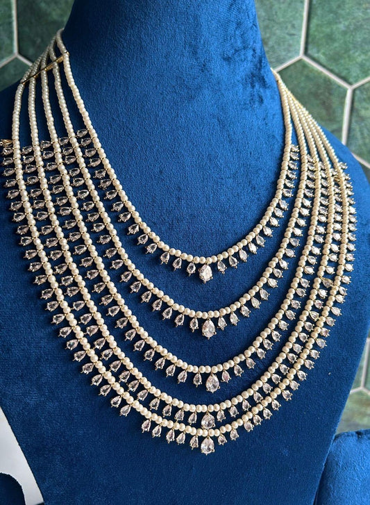 5 Lines CZ Micro Beads Mala White