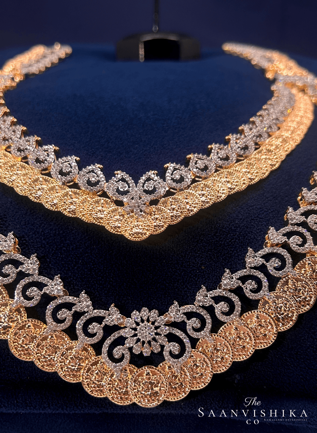 Grand Lakshmi kasulu Haram 2 Layer with Earrings