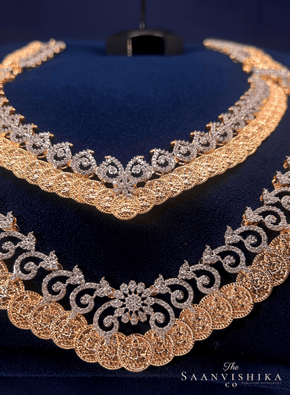 Grand Lakshmi kasulu Haram 2 Layer with Earrings