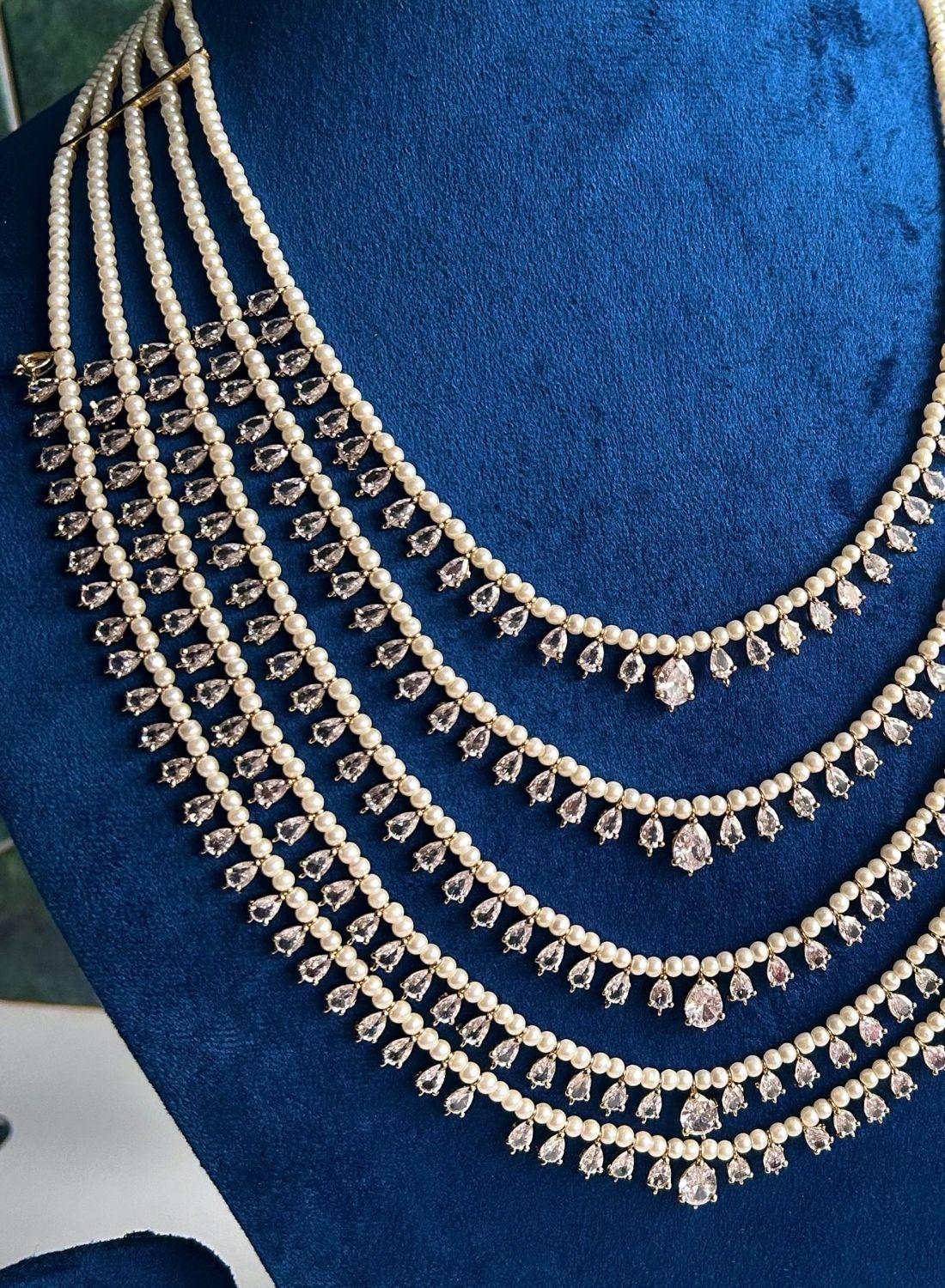 5 Lines CZ Micro Beads Mala White