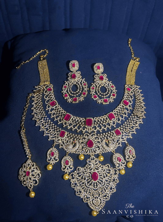 Designer 5 in 1 Bridal Neckalce Set Red