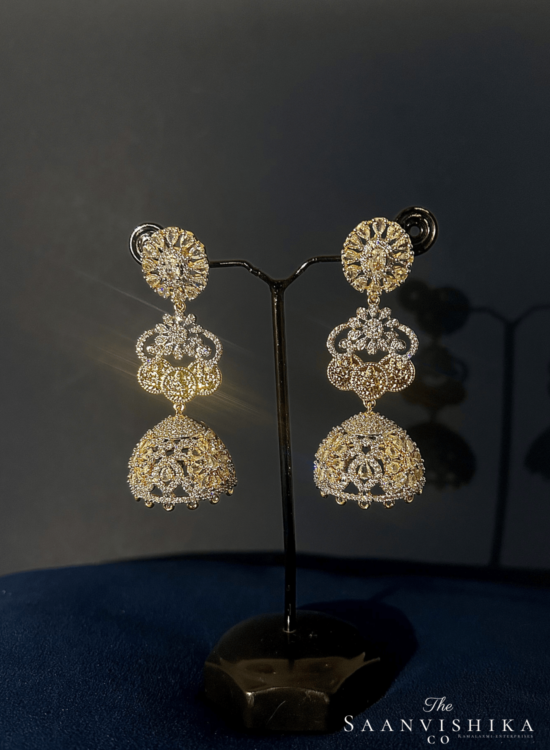 Grand Lakshmi kasulu Haram 2 Layer with Earrings