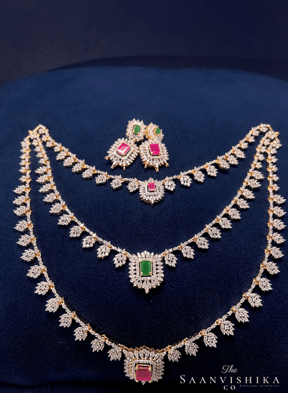 Multi Layer Neckalce with Earrings Multi Color