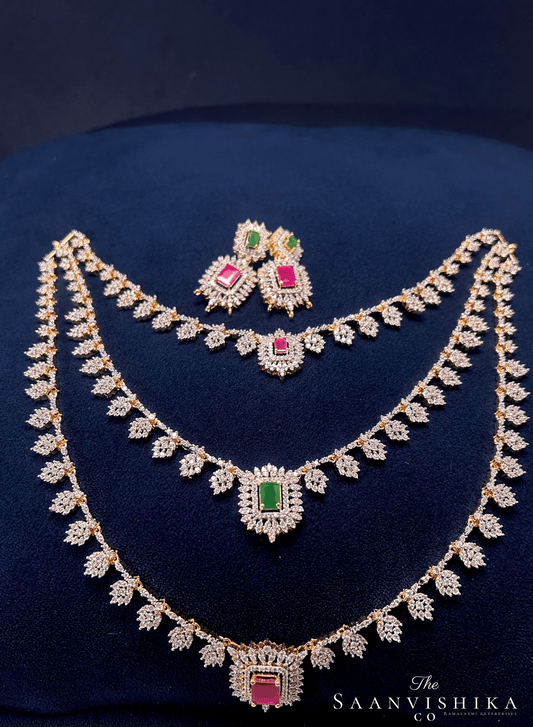 Multi Layer Neckalce with Earrings Multi Color