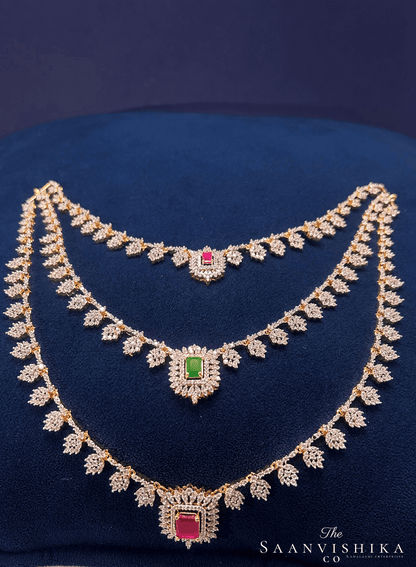 Multi Layer Neckalce with Earrings Multi Color