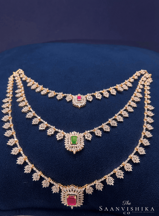 Multi Layer Neckalce with Earrings Multi Color