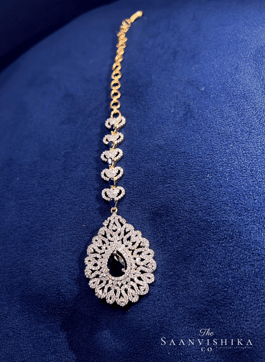 Floral Gemstone Bridal Tikka (Blue)