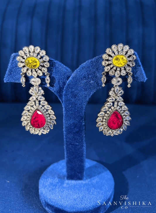 Multicolor Doublet Earrings (Lemon Yellow, Red)