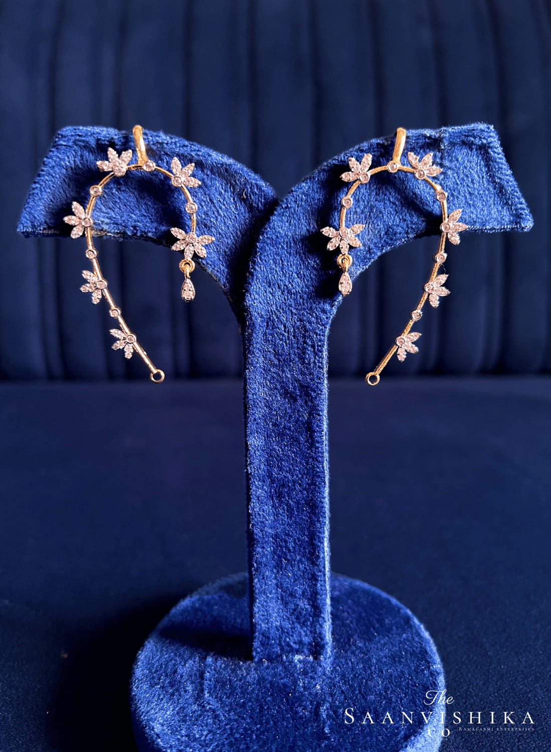Single Floral American Diamond Earcuffs