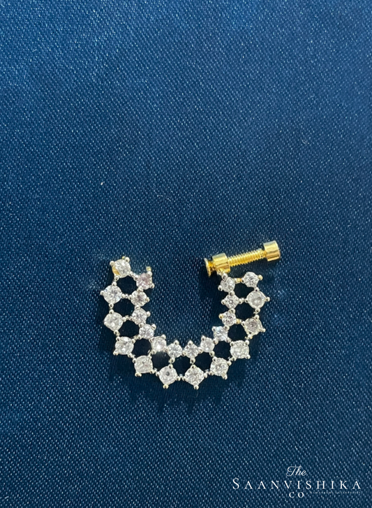 Double Diamond Nose Pin (Half Moon)