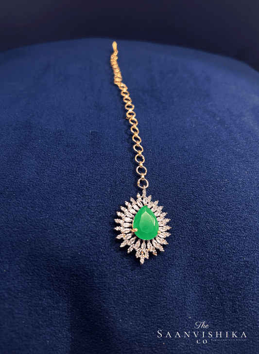 Uncut Diamond Bridal Tikka (Green)