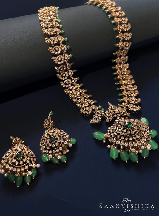 Victorian Beads Haram with Earrings Green
