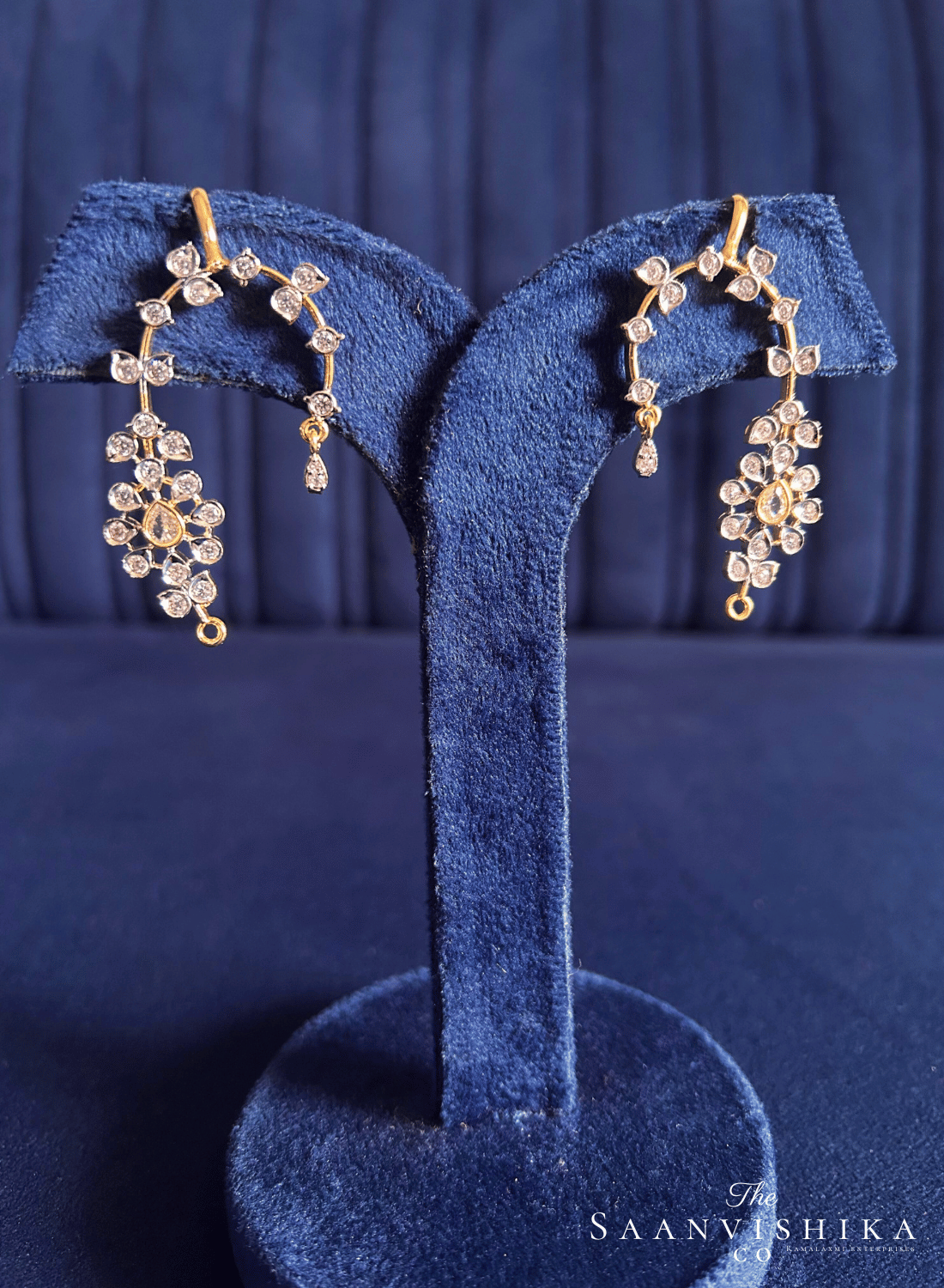 Simple Floral American Diamond Earcuffs