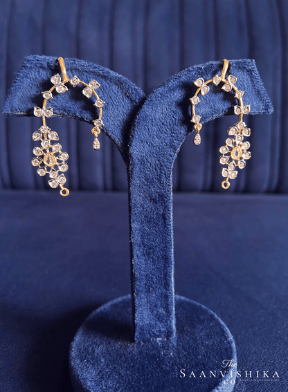 Simple Floral American Diamond Earcuffs