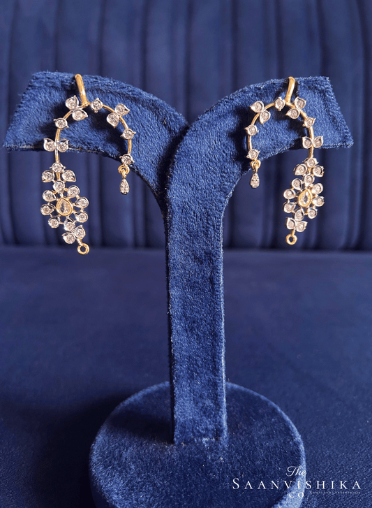 Simple Floral American Diamond Earcuffs