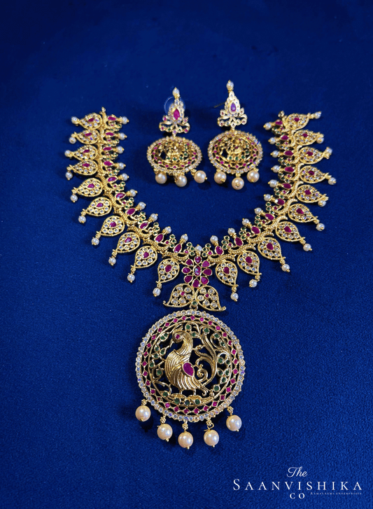 Micro Gold Peacock Designer Necklace