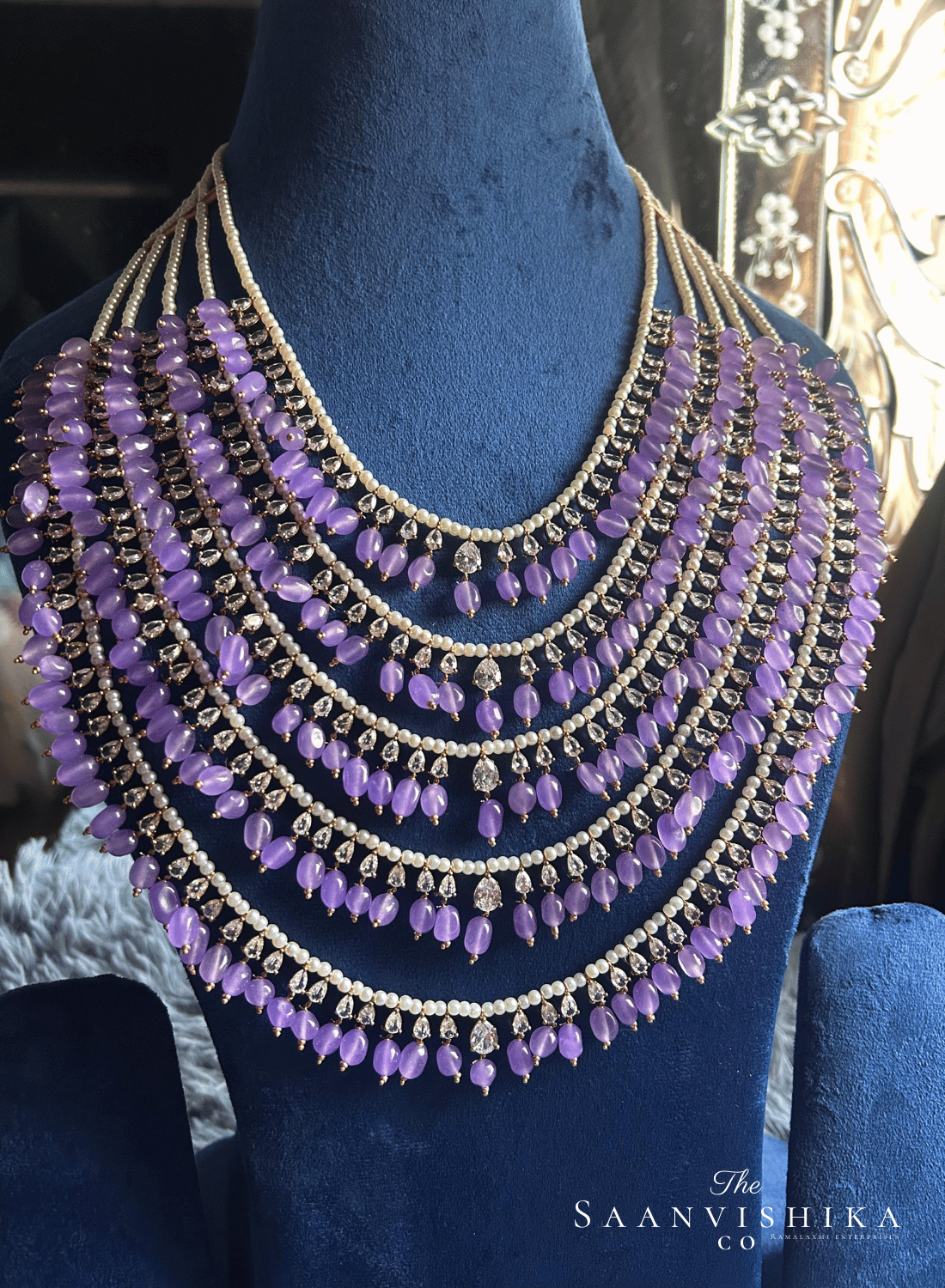 5 Layer Beads Haram with Cz Diamonds (Purple)
