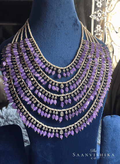 5 Layer Beads Haram with Cz Diamonds (Purple)