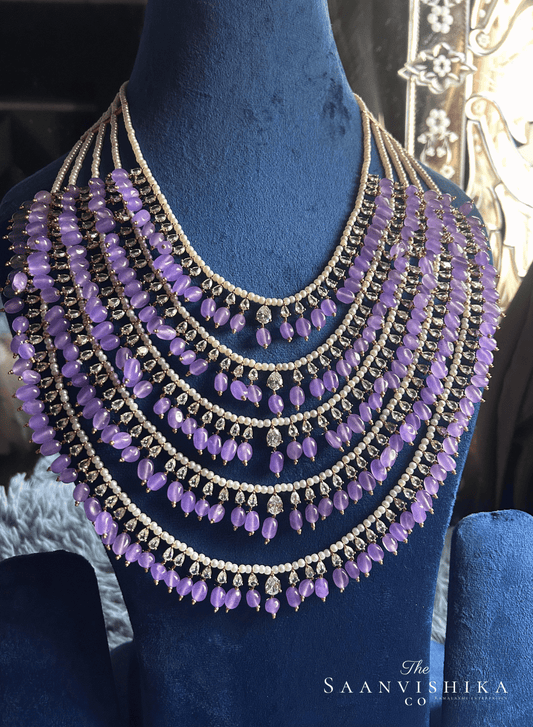 5 Layer Beads Haram with Cz Diamonds (Purple)