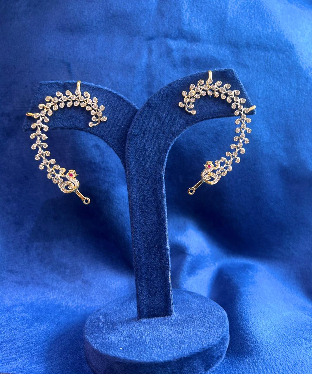 Diamond Look Swan Designer Earcuffs (White Diamonds)